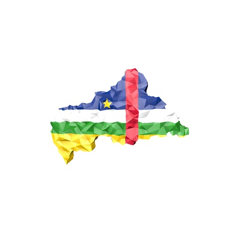 Low Poly Central African Republic Map with National Flag - Infographic Illustrationの写真素材