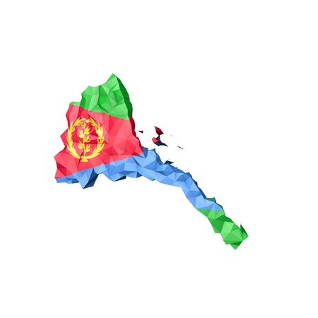 Low Poly Eritrea Map with National Flag - Infographic Illustrationの写真素材
