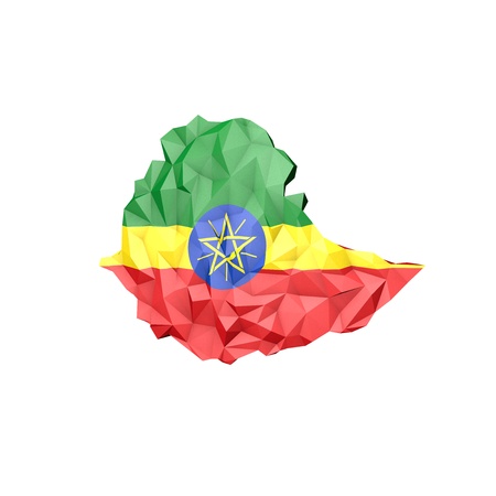 Low Poly Ethiopia Map with National Flag - Infographic Illustrationの写真素材