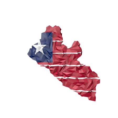 Low Poly Liberia Map with National Flag - Infographic Illustrationの写真素材