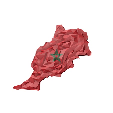 Low Poly Morocco Map with National Flag - Infographic Illustrationの写真素材
