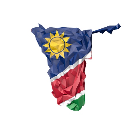 Low Poly Namibia Map with National Flag - Infographic Illustrationの写真素材