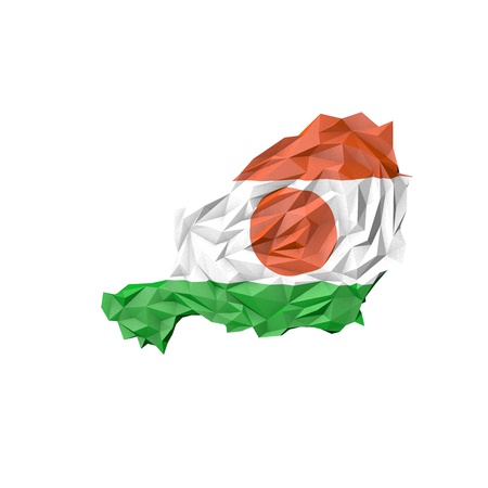 Low Poly Niger Map with National Flag - Infographic Illustrationの写真素材