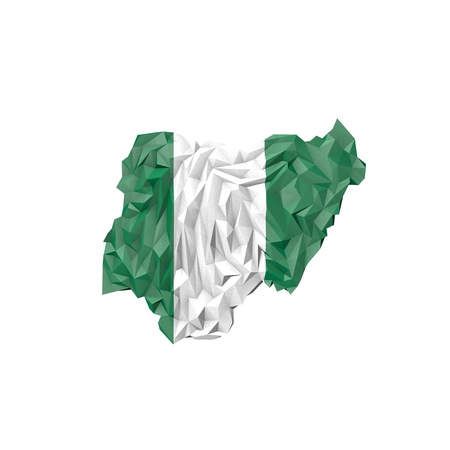Low Poly Nigeria Map with National Flag - Infographic Illustrationの写真素材