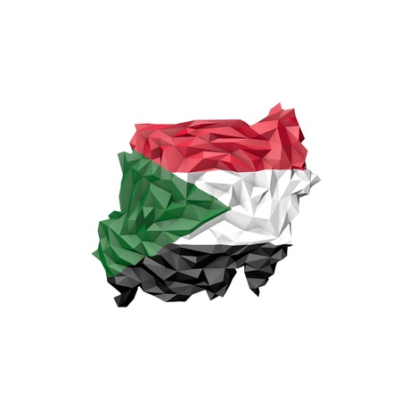 Low Poly Sudan Map with National Flag - Infographic Illustrationの写真素材