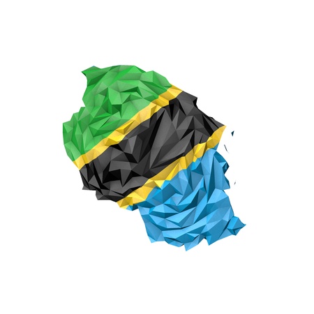 Low Poly Tanzania Map with National Flag - Infographic Illustrationの写真素材