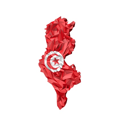 Low Poly Tunisia Map with National Flag - Infographic Illustrationの写真素材