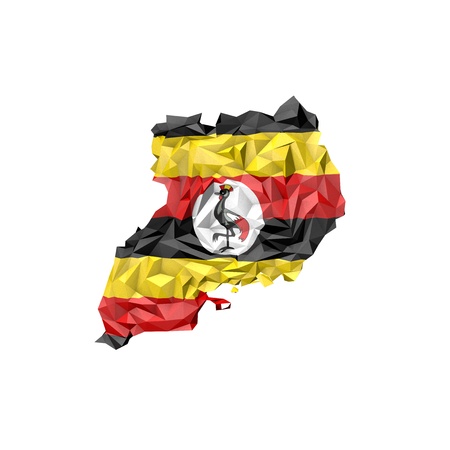Low Poly Uganda Map with National Flag - Infographic Illustrationの写真素材