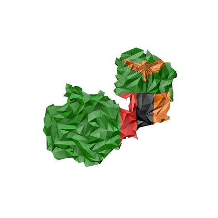 Low Poly Zambia Map with National Flag - Infographic Illustrationの写真素材