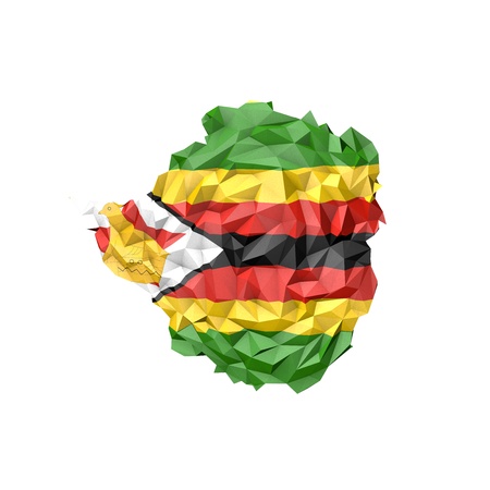 Low Poly Zimbabwe Map with National Flag - Infographic Illustrationの写真素材