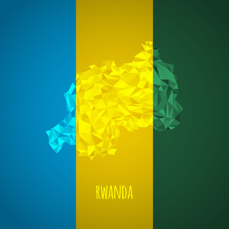 Low Poly Rwanda with National Colors - Infographic - Vector Illustrationのイラスト素材