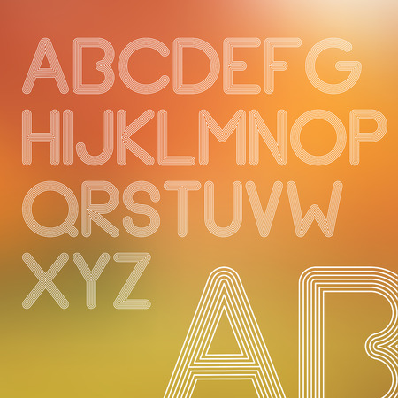 Outlined Lines Simple Alphabet - Typography Element - Vector Illustrationのイラスト素材