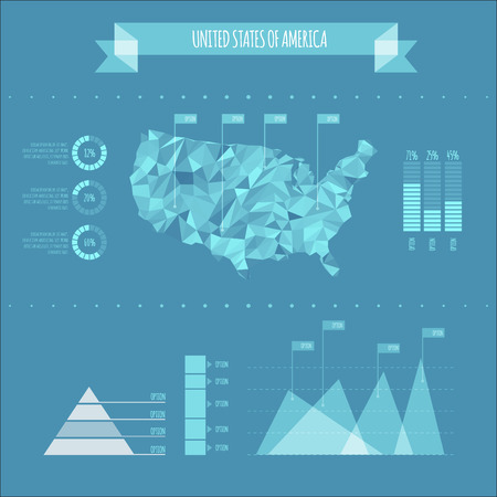 United States of America Infographic Report Template - Vector Illustrationのイラスト素材