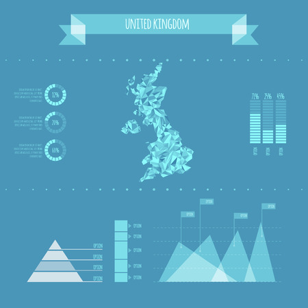 United Kingdom Infographic Report Template - Vector Illustrationのイラスト素材