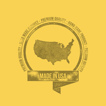 Made in USA Retro Vintage Dirty Badge Label - T-shirt Design - Hand Made Product - Vector Illustrationのイラスト素材