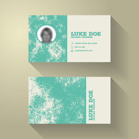 Grunge Dirty Business Card Template with Photo - Self Promo Element - Vector Illustrationのイラスト素材