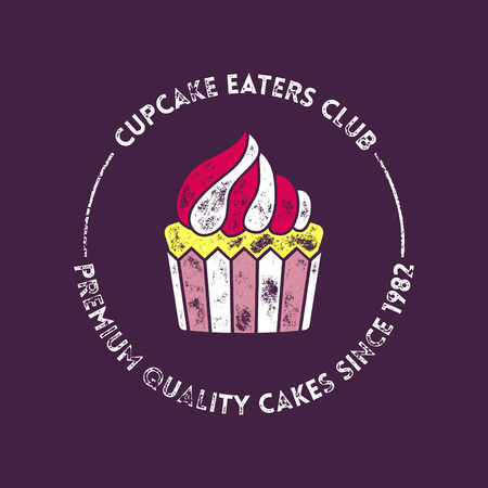 Cupcake Eaters Club Retro Vector Badge or Stamp - Premium Quality Cakesのイラスト素材