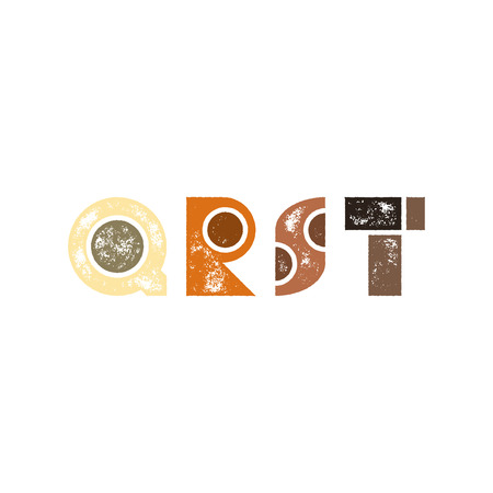 Q R S T - Abstract grunge retro alphabet from simple geometric shapes - Colorful capital letters - Typography and infographic resourceのイラスト素材