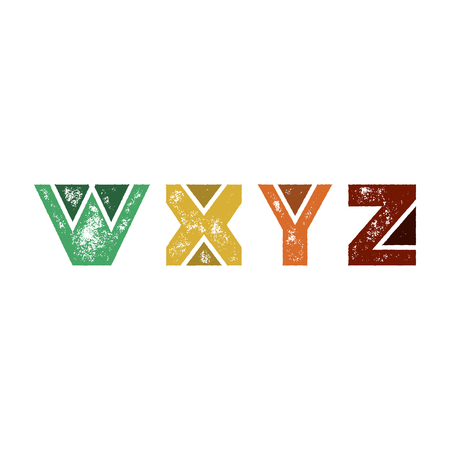 W X Y Z - Abstract grunge retro alphabet from simple geometric shapes - Colorful capital letters - Typography and infographic resourceのイラスト素材