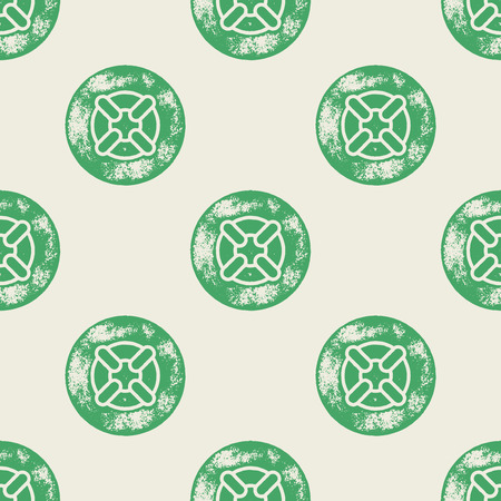 Green Life Ring Pattern on Paper Background - Grunge Retro Seamless Pattern Background - Vector Illustrationのイラスト素材