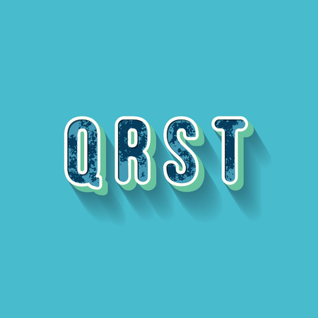 Q R S T - 3D Plastique Alphabet - Typography with grunge blue texture and long shadow effect - Vector Illustration - Graphic resourceのイラスト素材