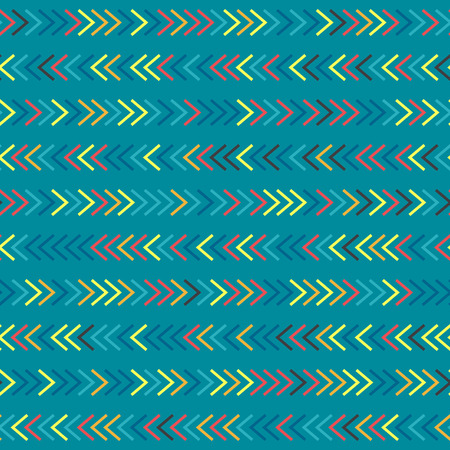 Colorful Arrows Lines on Dark Cyan Background - Abstract geometric shapes seamless pattern - Vector illustrationのイラスト素材