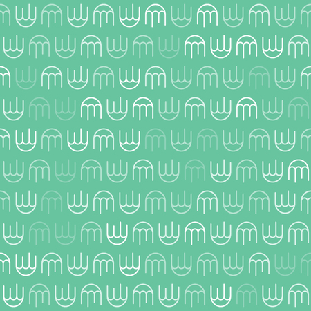 White Jellyfish Pattern on Green Background - Marine Style Seamless Pattern Background - Vector Illustrationのイラスト素材