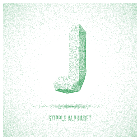 Letter J from Stipple Alphabet - Typeface Made From Little Dots - Infographic, Webdesign or Advertising Element - Vector Illustrationのイラスト素材