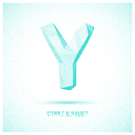 Letter Y from Stipple Alphabet - Typeface Made From Little Dots - Infographic, Webdesign or Advertising Element - Vector Illustrationのイラスト素材