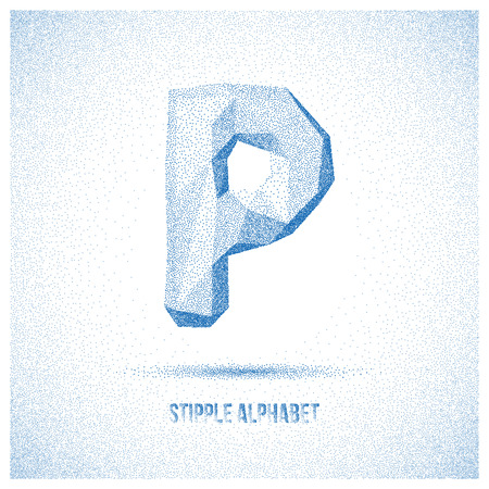 Letter P from Stipple Alphabet - Typeface Made From Little Dots - Infographic, Webdesign or Advertising Element - Vector Illustrationのイラスト素材