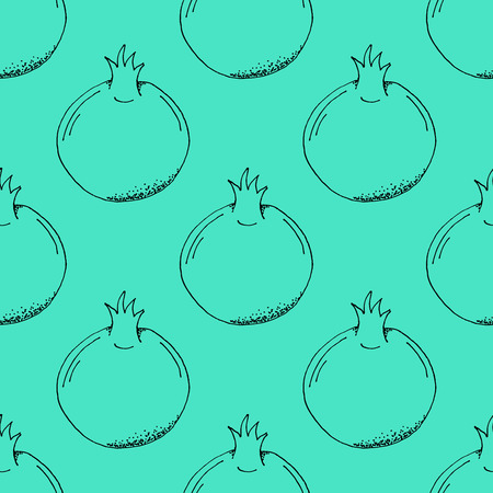 Hand Drawn Outline Stroke Pattern on Green Background - Hand Drawn Seamless Fruits Pattern - Infographic or Surface Design Source Element - Vector Illustrationのイラスト素材