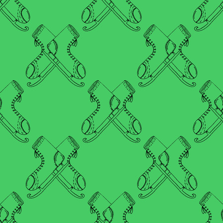Cartoon Style Hand Drawn Ice Skates Seamless Pattern - Doodle Outline Stroke Paper Cut Illustrations on Blue Background - Christmas and Holiday - Illustration Graphic Resourceのイラスト素材