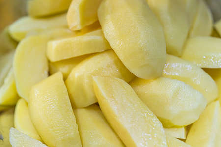 Raw potatoes. Traditional Czech food.の写真素材