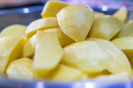Raw potatoes. Traditional Czech food.の写真素材