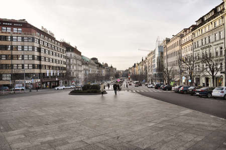 Prague, Czech Republic-17 of March 2020: View of empty Wenceslas squareのeditorial素材