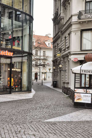 Prague, Czech Republic-17 of March 2020: empty jungmanovo namesti street during quarantineのeditorial素材