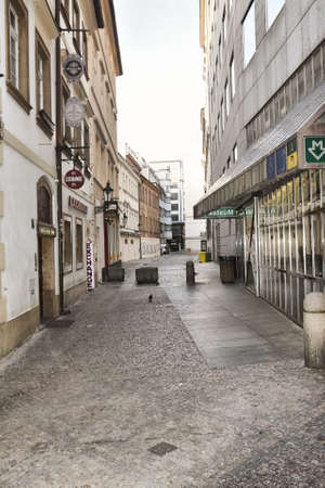 Prague, Czech Republic-17 of March 2020: empty Provaznicka street during quarantineのeditorial素材