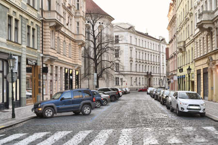 Prague, Czech Republic-17 of March 2020: empty dusni street during quarantineのeditorial素材