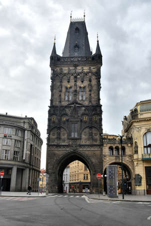 Prague, Czech Republic-17 of March 2020: Powder gateのeditorial素材