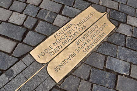 Prague, Czech Republic-17 of March 2020: Prague meridian at the old town squareのeditorial素材