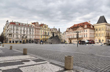 Prague, Czech Republic-17 of March 2020: Old town square during quarantine caused by corona virusのeditorial素材