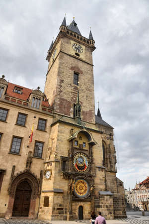 Prague, Czech Republic-17 of March 2020: Astronomical clock at the old town squareのeditorial素材