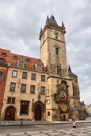 Prague, Czech Republic-17 of March 2020: Astronomical clock at the old town squareのeditorial素材