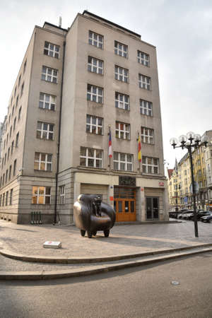 Prague, Czech Republic-17 of March 2020:  Prague city hall -property managementのeditorial素材