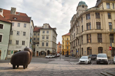 Prague, Czech Republic-17 of March 2020: empty Kaprova street in Prague centerのeditorial素材