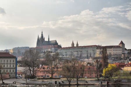 Prague, Czech Republic-17 of March 2020: View of Prague castle from Charles Bridgeのeditorial素材