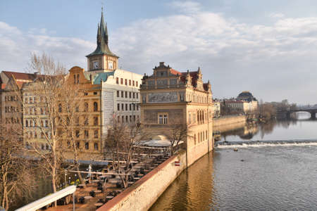 Prague, Czech Republic-17 of March 2020: View of Prague seafrontのeditorial素材