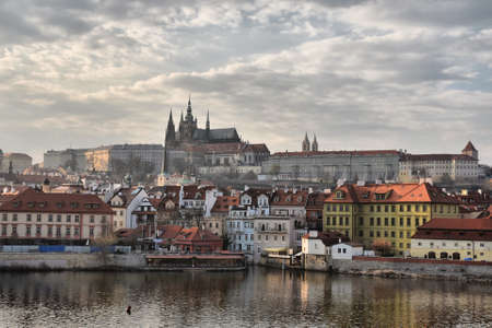 Prague, Czech Republic-17 of March 2020:Panoramatic view of Prauge and castleのeditorial素材