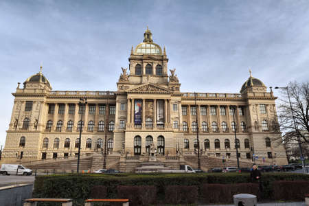 Prague, Czech Republic-17 of March 2020: National Museum at Wenceslas square in Prague at Czech republicのeditorial素材
