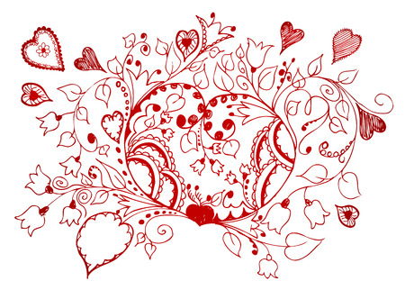 hand drawn valentine backgroundのイラスト素材